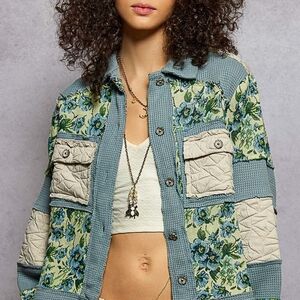 001 🎁 POL The Quiet Bloom Jacket In Cornflower Blue and Yellow